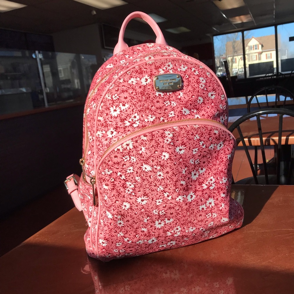 michael kors pink floral design backpack